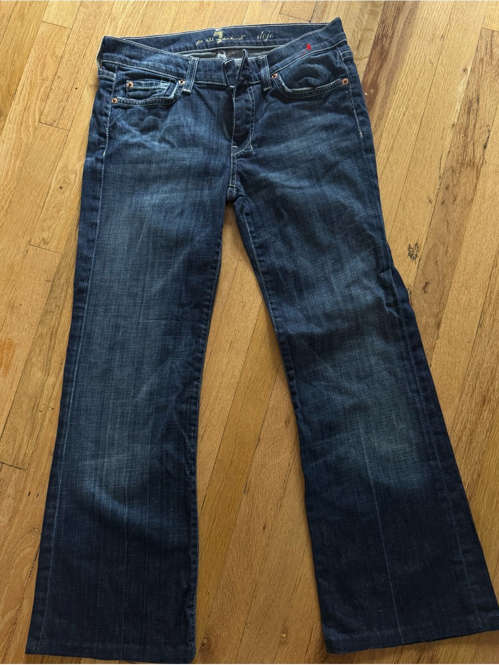 7 For All Mankind Dojo Flare Jeans Dark Wash Size 28 Petite